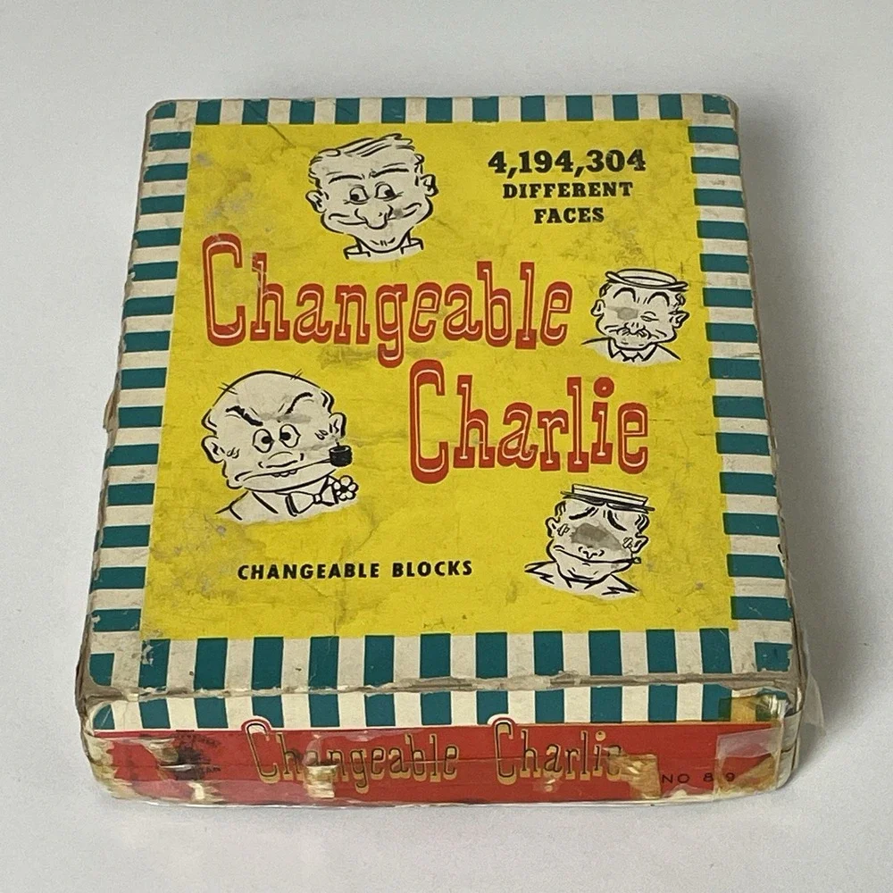 Changeable Charlie Wood Block Vintage 1948 Puzzle Game American Toy Gaston Mfg